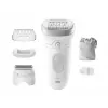 Epilators BRAUN Silk-épil 7 7-041 — bezvada mitrā un sausā epilators ar MicroGrip, masāžu, skuvekli un bikini trimmeri, pelēks/baltā krāsā