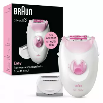 Epilators Braun Silk-épil 3 3-031 20 pincetes rozā balts