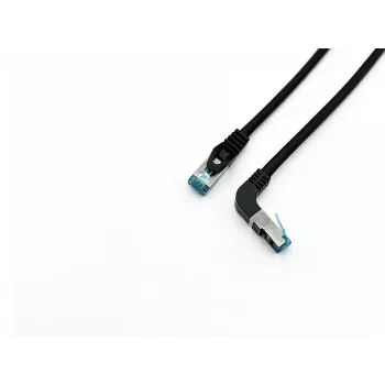 Equip Cat.6A S/FTP komutācijas kabelis, leņķveida to taisns plug, 0.5m, Melns