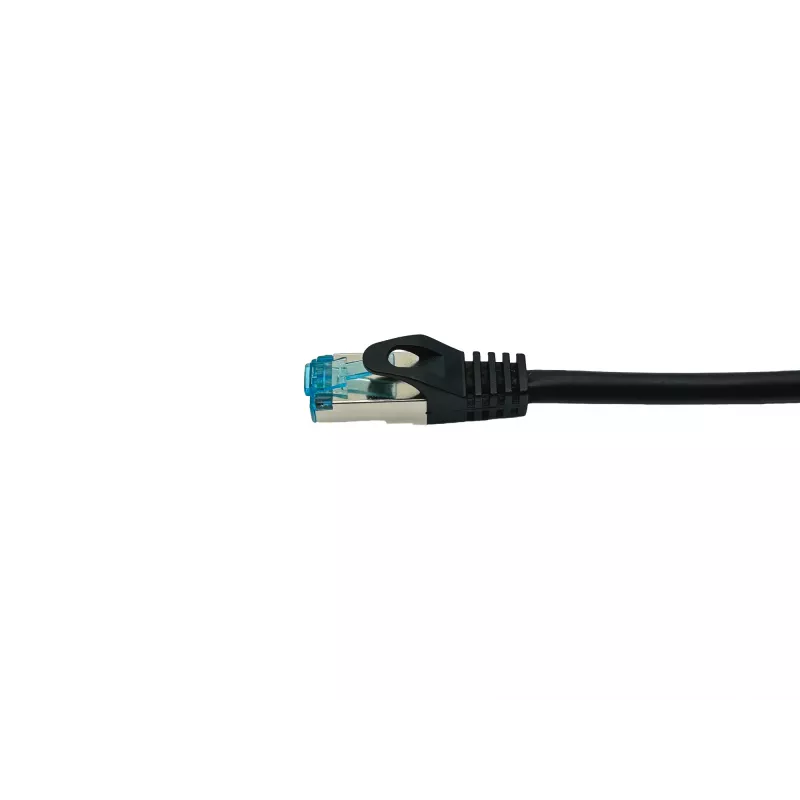 Equip Cat.6A S/FTP komutācijas kabelis, leņķveida to taisns plug, 0.5m, Melns