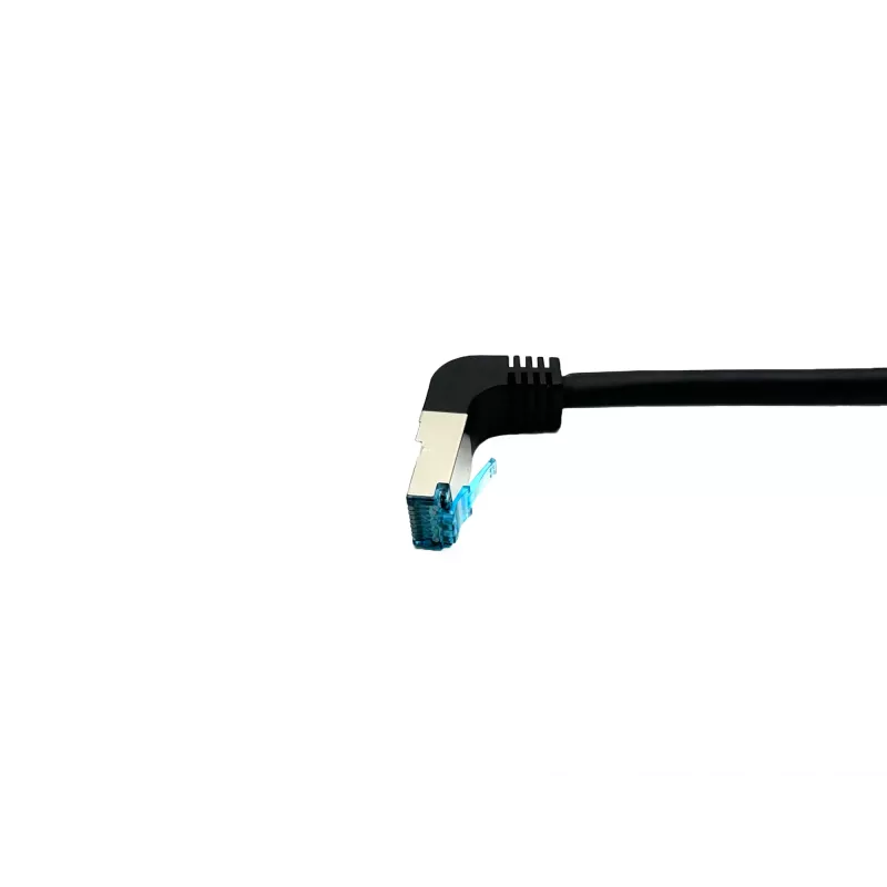 Equip Cat.6A S/FTP komutācijas kabelis, leņķveida to taisns plug, 0.5m, Melns