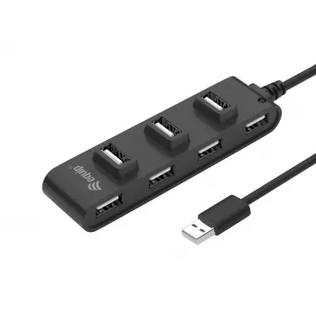 Equip 7 portu USB 2.0 centrmezgls, USB 2.0, USB 2.0, 480 Mbit/s, melns, Ķīna, CE, RoHS