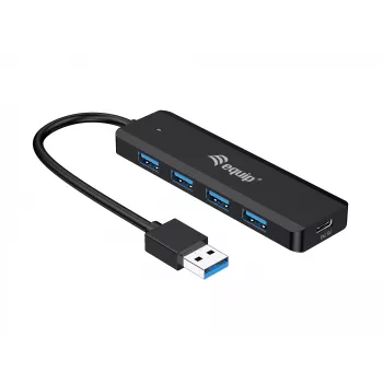 4-Portu USB 3.2 Gen 1 centrālmezgls Equip ar USB-C adapteri, melns, 5000 Mbit/s