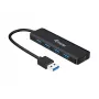 4-Portu USB 3.2 Gen 1 centrālmezgls Equip ar USB-C adapteri, melns, 5000 Mbit/s