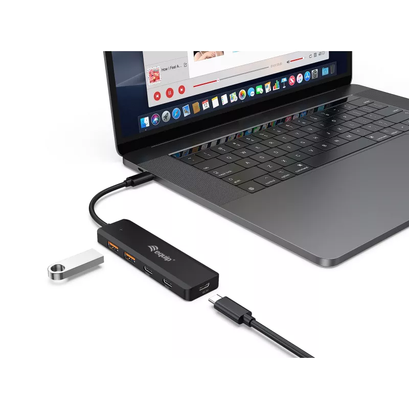 Equip USB-C 4 portu USB 3.2 Gen 2 (10 Gbps) centrālelements, USB-C x 2, USB-A x 2