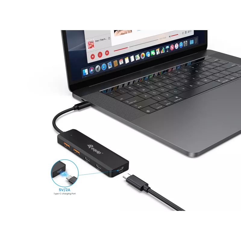 Equip USB-C 4 portu USB 3.2 Gen 2 (10 Gbps) centrālelements, USB-C x 2, USB-A x 2