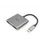 Equip USB-C 4 in 1 Dual HDMI Adapter, USB 3.2 Gen 1 (3.1 Gen 1) Type-C, Sudraba, 4K Ultra HD, 30 Hz, HDMI, Alumīnijs