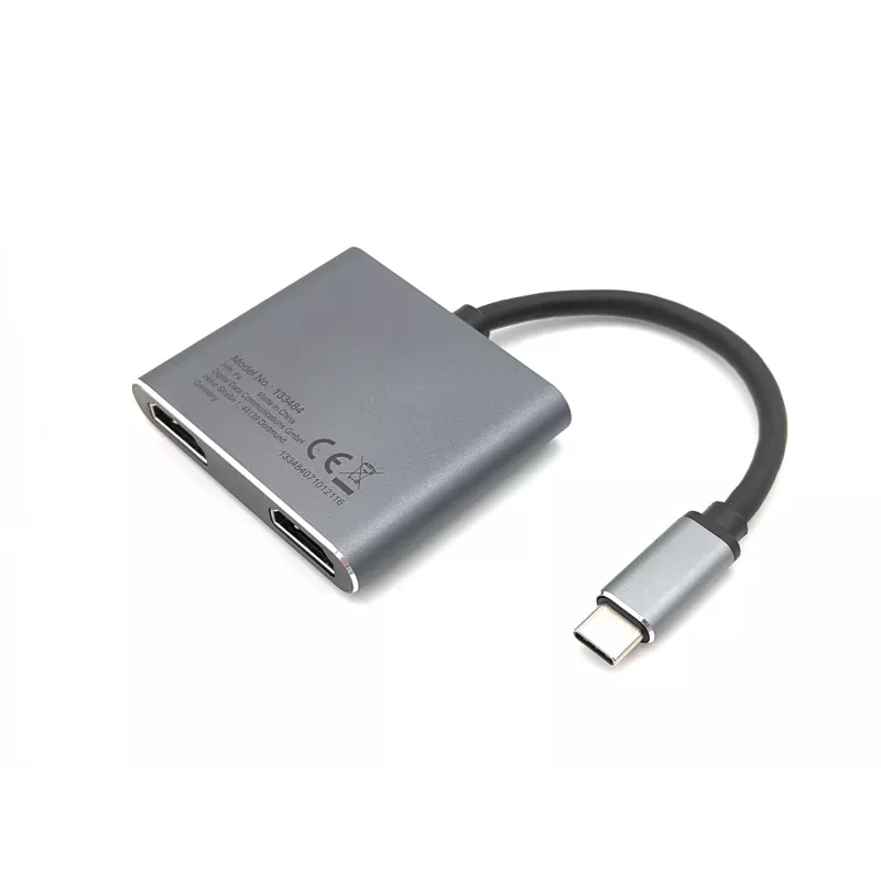 Equip USB-C 4 in 1 Dual HDMI Adapter, USB 3.2 Gen 1 (3.1 Gen 1) Type-C, Sudraba, 4K Ultra HD, 30 Hz, HDMI, Alumīnijs