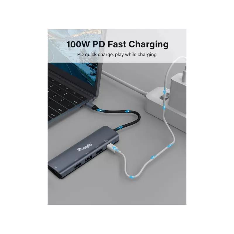 Equip USB-C 5 in 1 MULTIFUNKCIONĀLS adapteris, HDMI, USB 3.2 GEN1, 100W USB PD