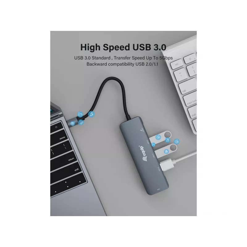 Equip USB-C 5 in 1 MULTIFUNKCIONĀLS adapteris, HDMI, USB 3.2 GEN1, 100W USB PD