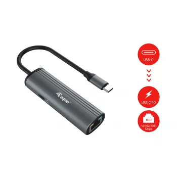 Equip USB-C uz RJ45 Gigabit tīkla un PD adapteris USB Type-C 100W