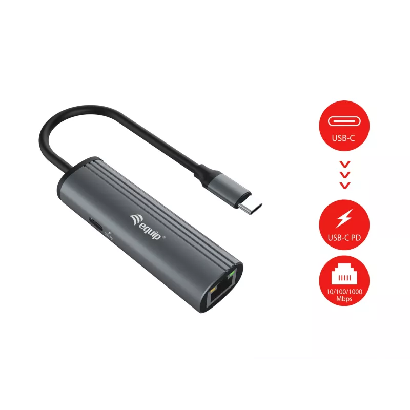 Equip USB-C uz RJ45 Gigabit tīkla un PD adapteris USB Type-C 100W