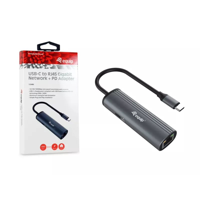 Equip USB-C uz RJ45 Gigabit tīkla un PD adapteris USB Type-C 100W