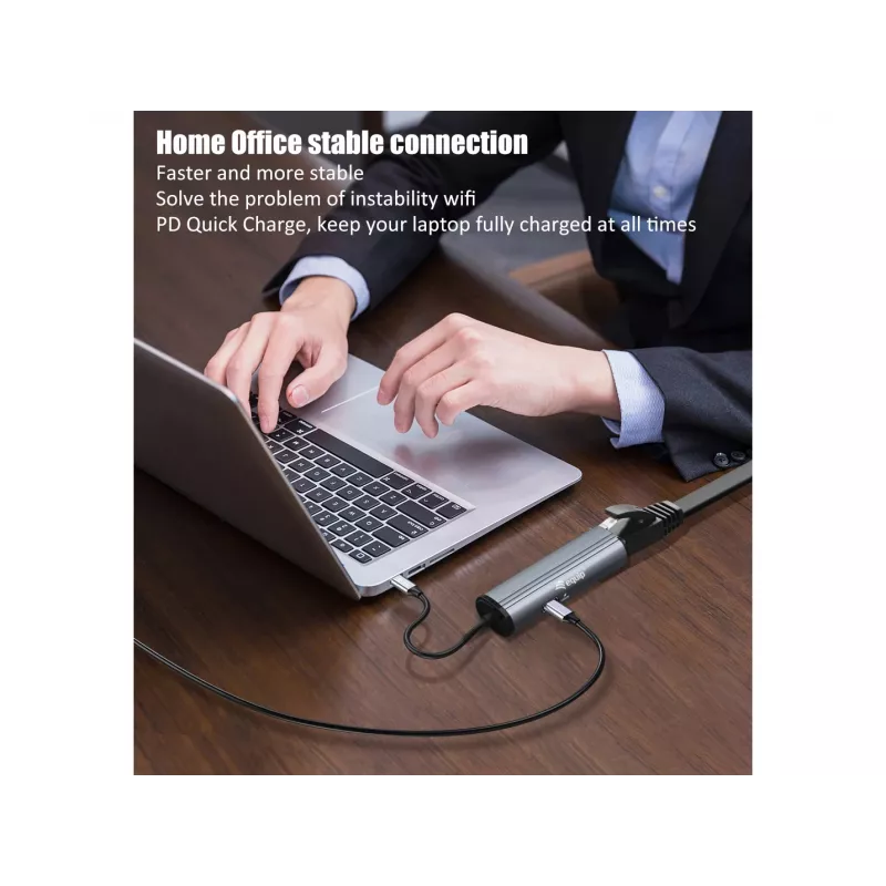 Equip USB-C uz RJ45 Gigabit tīkla un PD adapteris USB Type-C 100W