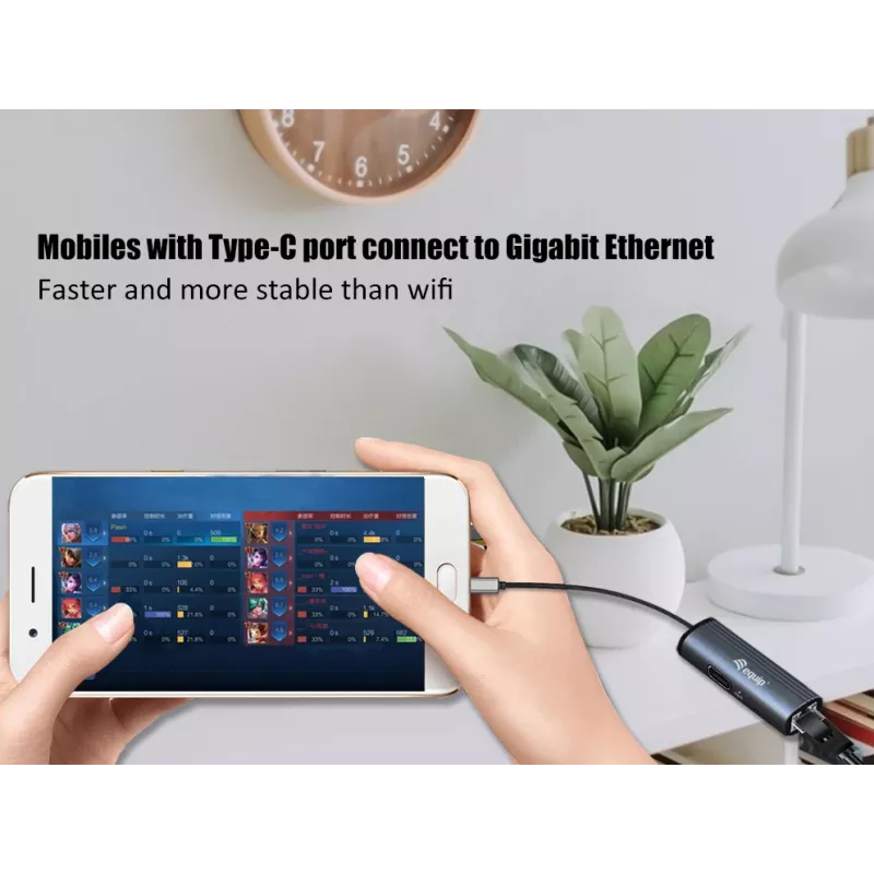 Equip USB-C uz RJ45 Gigabit tīkla un PD adapteris USB Type-C 100W