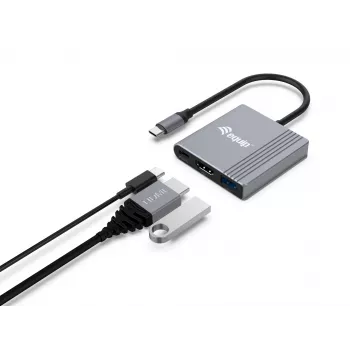 Equip 3-in-1 USB-C uz HDMI / USB-A / USB PD adapteris, 3.2 Gen 1 (3.1 Gen 1), USB Type-C, HDMI izeja, 3840 x 2160 pikseļi