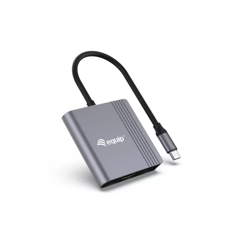 Equip 3-in-1 USB-C uz HDMI / USB-A / USB PD adapteris, 3.2 Gen 1 (3.1 Gen 1), USB Type-C, HDMI izeja, 3840 x 2160 pikseļi