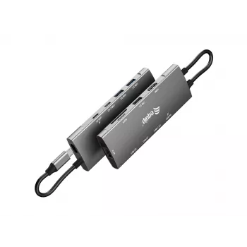 Equip USB-C 9 in 1 multifunkcionāls adapteris, HDMI 4K/60Hz, Gigabit LAN, USB 3.2 GEN1, SD/TF, 100W USB PD