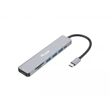 Equip USB-C 7 vienā daudzfunkcionālais adapteris, HDMI 4K/60Hz, USB 3.2 Gen1 x 3, TF/Mikro SD, 100W USB PD