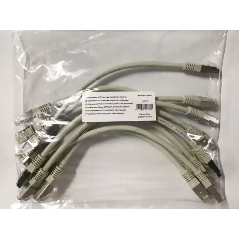 Equip Cat.6A Platinum S/FTP komutācijas kabelis, pelēka, 0.25m , 10pcs/set