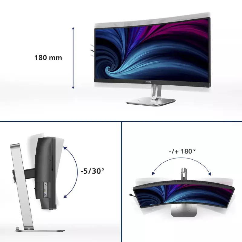 Philips 5000 sērijas 34B2U5600C/00 datora monitors 86,4 cm (34 collas) 3440 x 1440 pikseļi Dual QHD LCD Pelēks