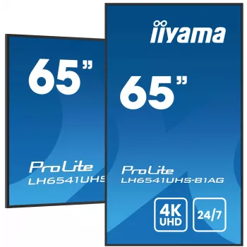 iiyama LH6541UHS-B1AG Signage Displejs 163,8 cm (64,5 collu) LCD 500 cd/m² 4K Ultra HD Melns 24/7