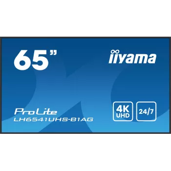 iiyama LH6541UHS-B1AG Signage Displejs 163,8 cm (64,5 collu) LCD 500 cd/m² 4K Ultra HD Melns 24/7