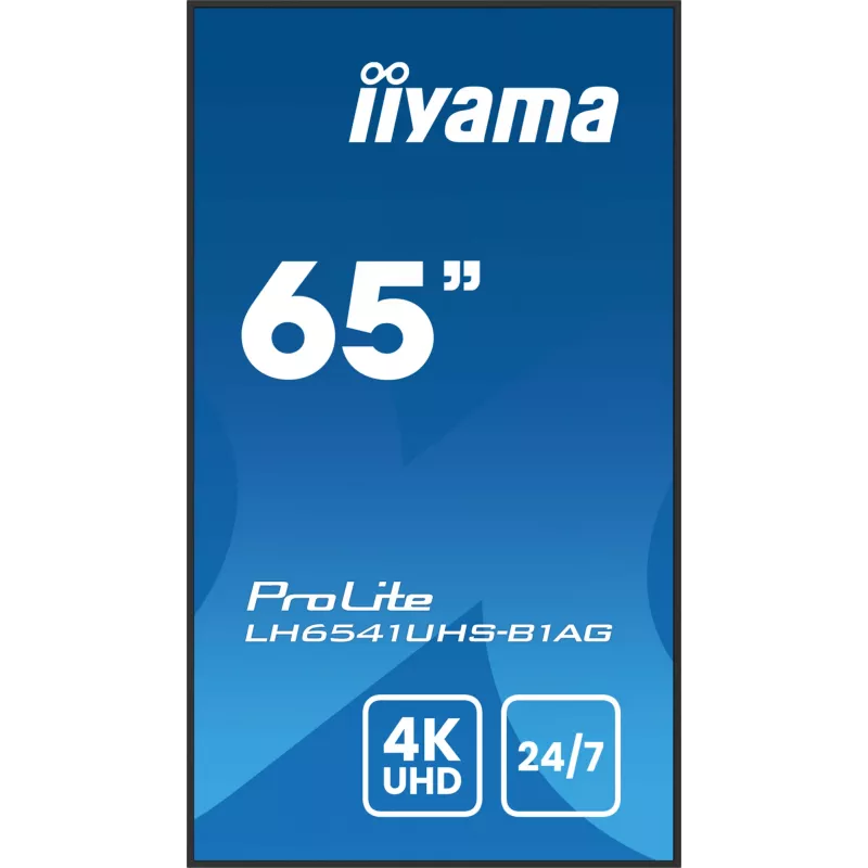 iiyama LH6541UHS-B1AG Signage Displejs 163,8 cm (64,5 collu) LCD 500 cd/m² 4K Ultra HD Melns 24/7
