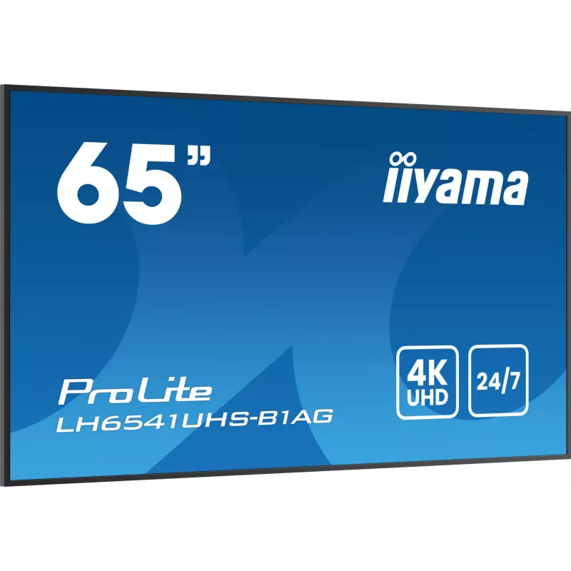 iiyama LH6541UHS-B1AG Signage Displejs 163,8 cm (64,5 collu) LCD 500 cd/m² 4K Ultra HD Melns 24/7