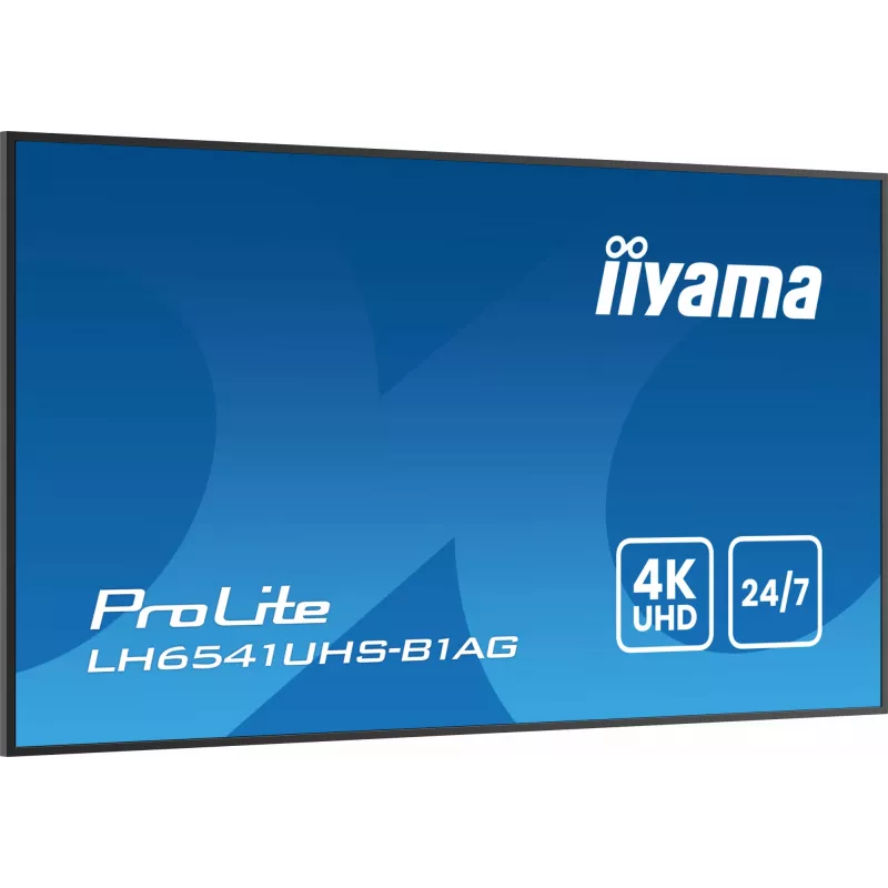iiyama LH6541UHS-B1AG Signage Displejs 163,8 cm (64,5 collu) LCD 500 cd/m² 4K Ultra HD Melns 24/7
