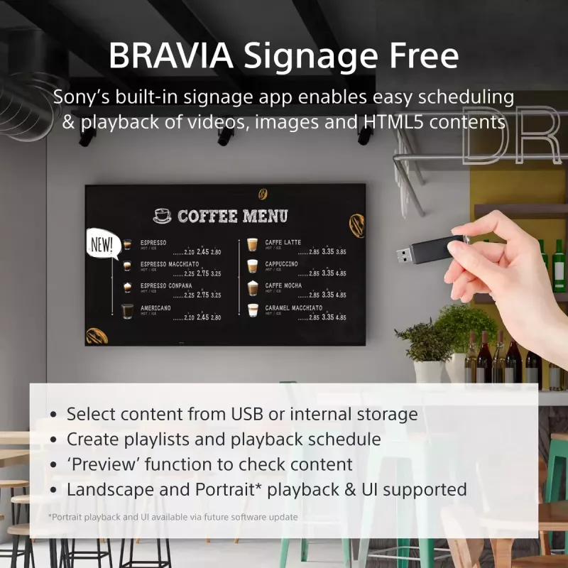 Sony FW-75EZ20L Signage Display Digital signage flat panel 190.5 cm (75 collas) LED Wi-Fi 350 cd/m² 4K Ultra HD Melns Android 16/7