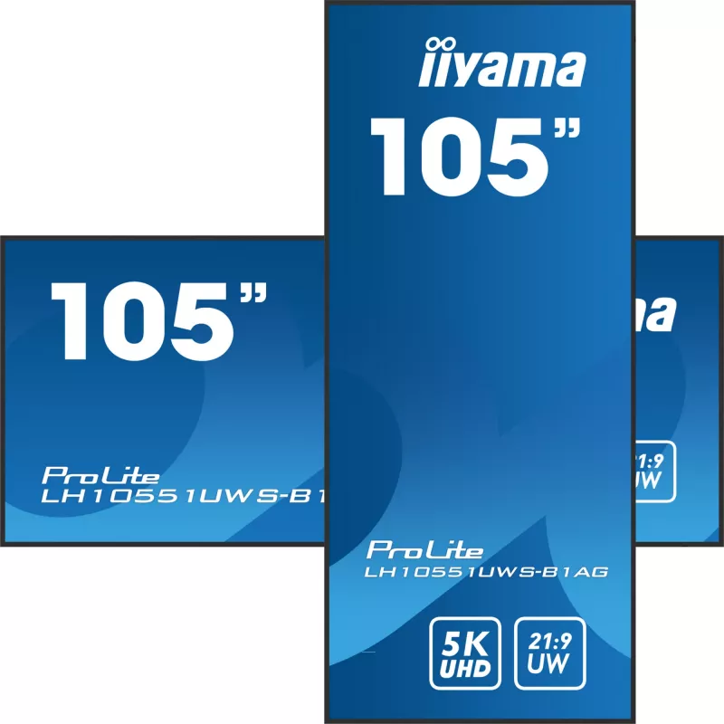 iiyama LH10551UWS-B1AG Signage Display Digitālās izkārtnes plakanais panelis 2.67 m (105 collas) LED 500 cd/m² UltraWide 5K HD Melns 24/7