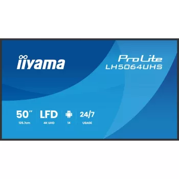 Digitālās izkārtnes plakanā paneļa displejs iiyama LH5064UHS-B1AG 50 collu 4K Ultra HD