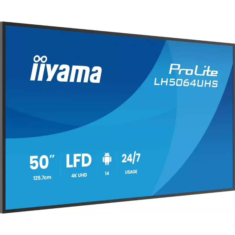 Digitālās izkārtnes plakanais panelis iiyama LH6564UHS-B1AG 65 collas 4K Ultra HD