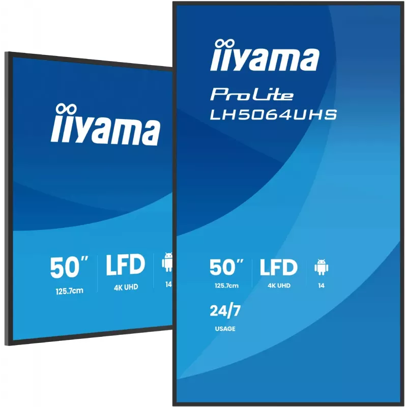 Digitālās izkārtnes plakanā paneļa displejs iiyama LH7564UHS-B1AG 75 collu 4K Ultra HD