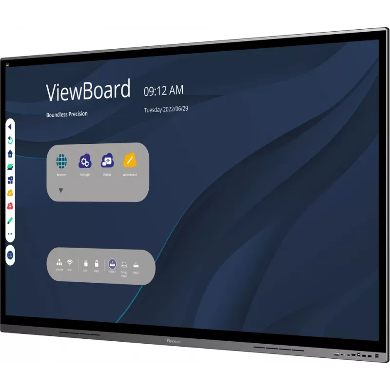 Viewsonic IFP7562 Signage Display Interaktīvais plakanā ekrāna panelis 190,5 cm (75 collas) LED Wi-Fi 350 cd/m² 4K Ultra HD Melns Skārienekrāns Iebūvēts procesors Android