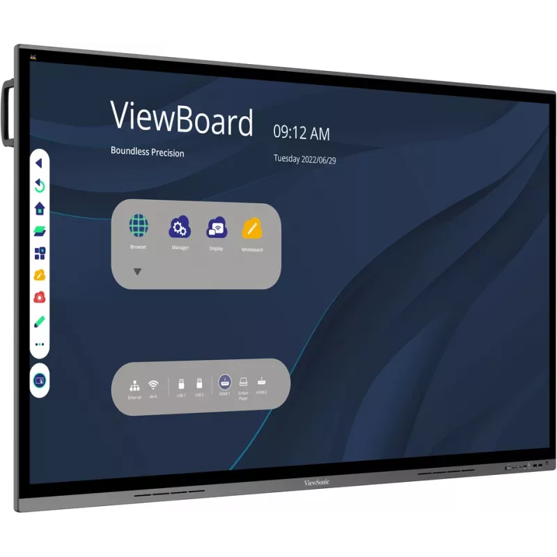 Viewsonic IFP7562 Signage Display Interaktīvais plakanā ekrāna panelis 190,5 cm (75 collas) LED Wi-Fi 350 cd/m² 4K Ultra HD Melns Skārienekrāns Iebūvēts procesors Android