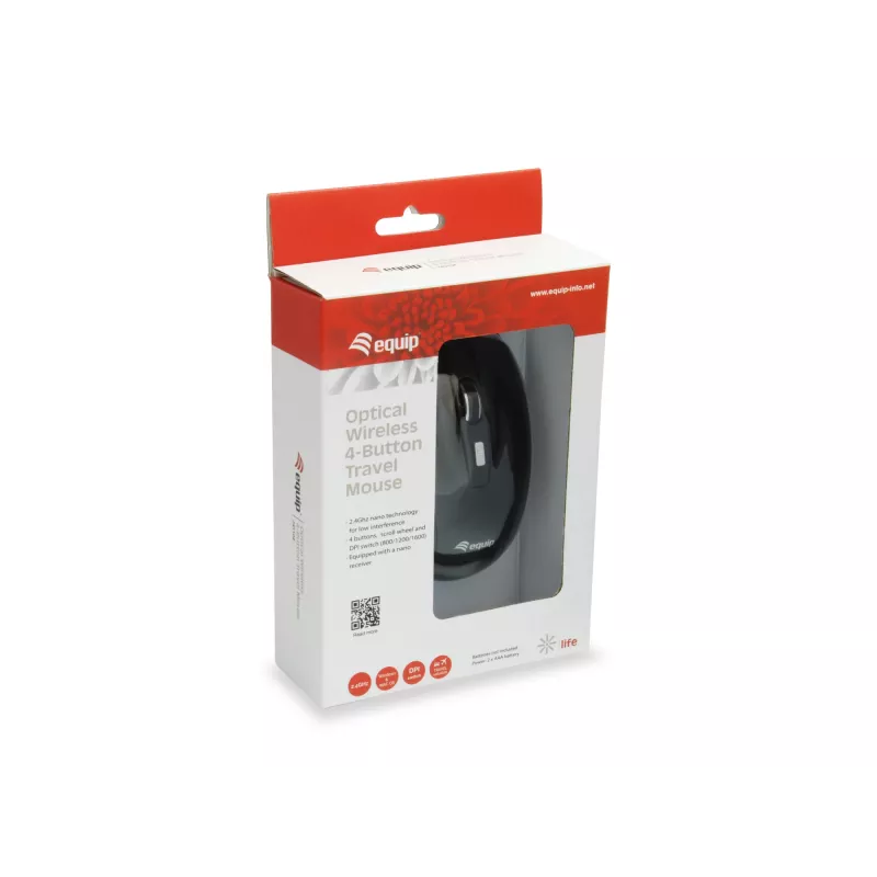 Equip 245104 pele Ceļojumiem Ambidextrous RF Wireless Optical 1600 DPI