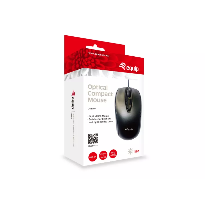 Equip 245107 pele Biroja Piemērota abām rokām USB Type-A Optiskā 1000 DPI