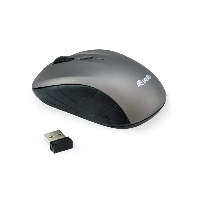 Equip Mini optiskā bezvadu pele, piemērota abām rokām, optiskā, RF bezvadu, 1600 DPI, pelēka