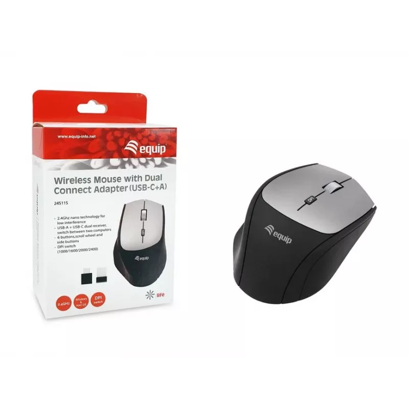 Equip 245115 bezvadu pele ar dubultsavienotāja adapteri (USB-C+A)