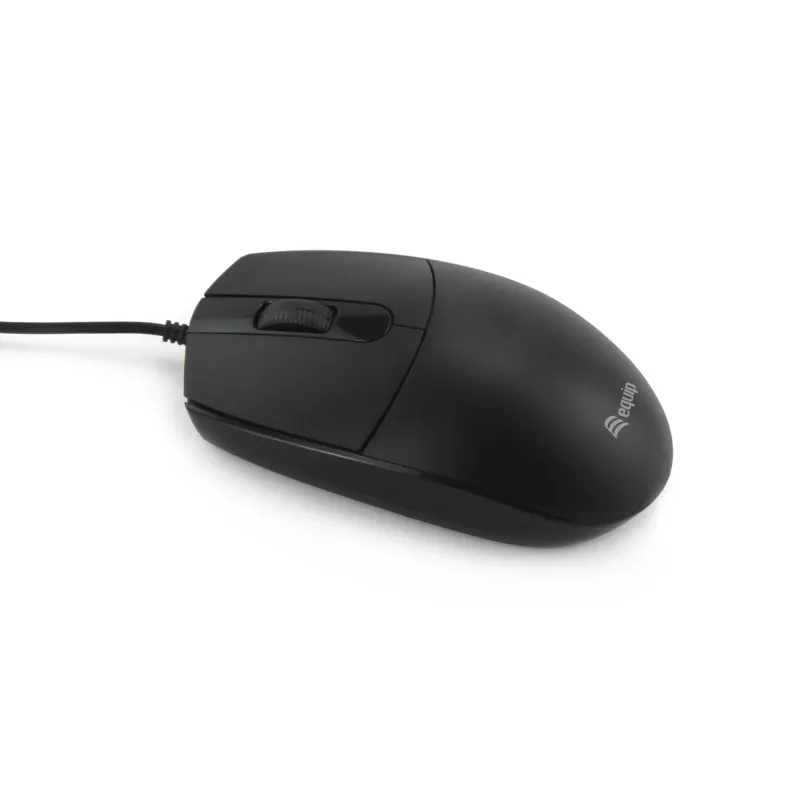 Equip USB klusā pele, piemērota abām rokām, optiskā, USB Type-A, 1200 DPI, melna
