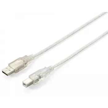 USB 2.0 Type A–Type B kabelis Equip 128653 1,0 m caurspīdīgi sudrabains
