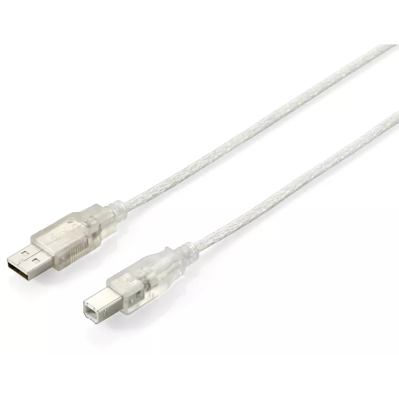 USB 2.0 Type A to Type B kabelis Equip 128650 1.8m Transparent Silver