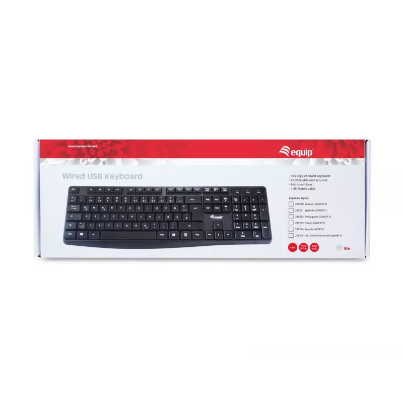 Equip 245213 tastatūra biroja USB QWERTY itāļu melna