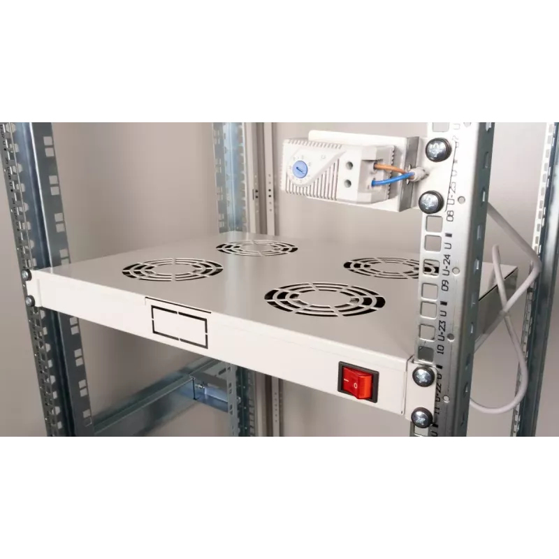 Equip dzesēšanas ventilatori 19', 1U, 4 VENTILATORI, RAL7035 pelēks