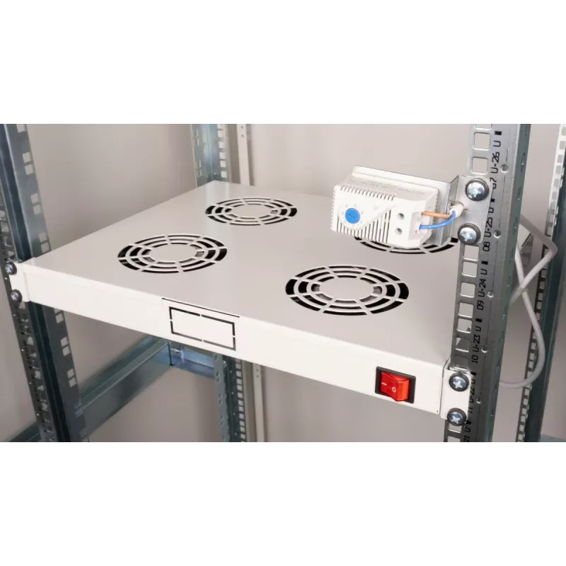 Equip dzesēšanas ventilatori 19', 1U, 4 VENTILATORI, RAL7035 pelēks