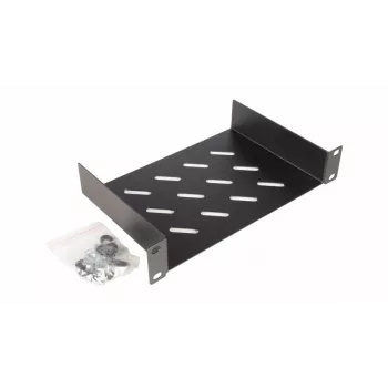 Equip Fixed Shelf 10', 1U, 150mm, melna