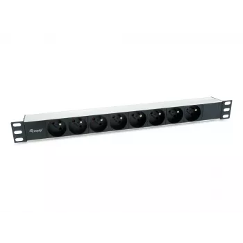 Equip 333313 strāvas sadales bloks (PDU) 8 maiņstrāvas rozetes 1U melna, sudraba