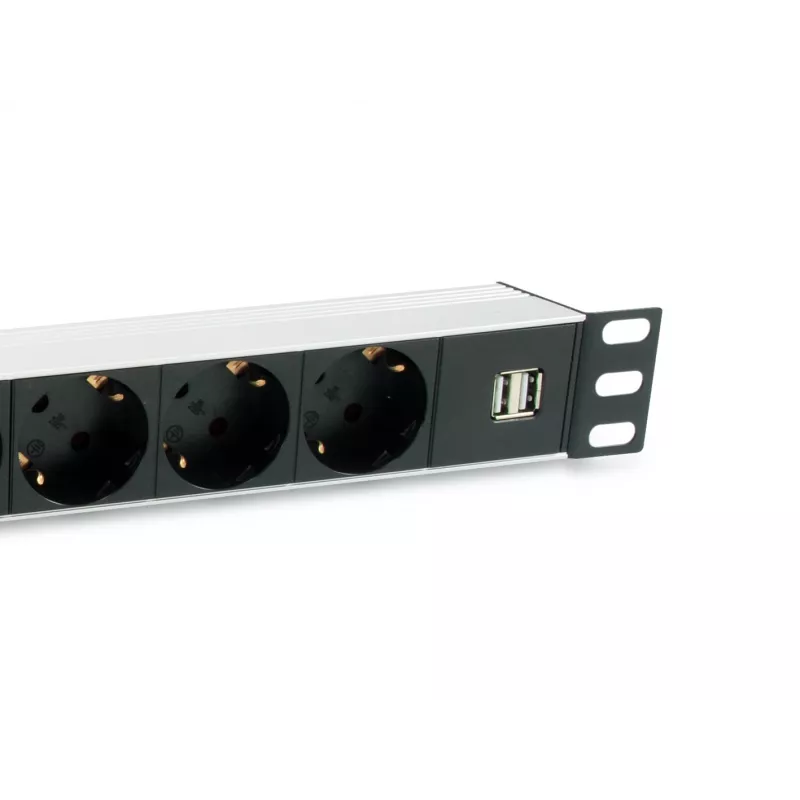 Equip 333315 Strāvas sadales bloks (PDU) 7 maiņstrāvas kontaktligzdas 1U melna, sudraba